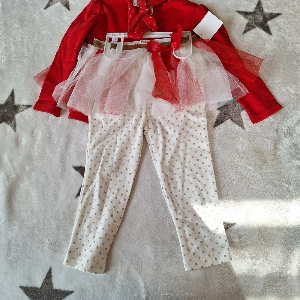 1st Christmas Baby Girls‎ Bodysuit Tutu Skirt Headband Outfit Set 18M Pictures